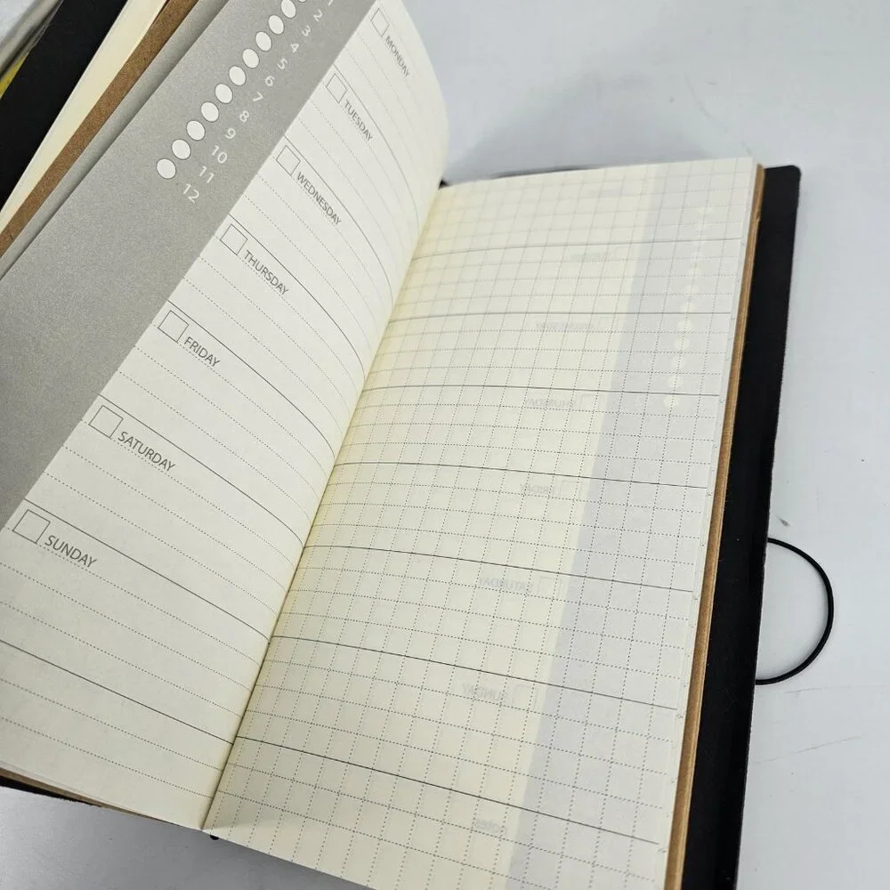 Black Faux Leather Travel Journal Notebook Planner Refillable Inserts Cover